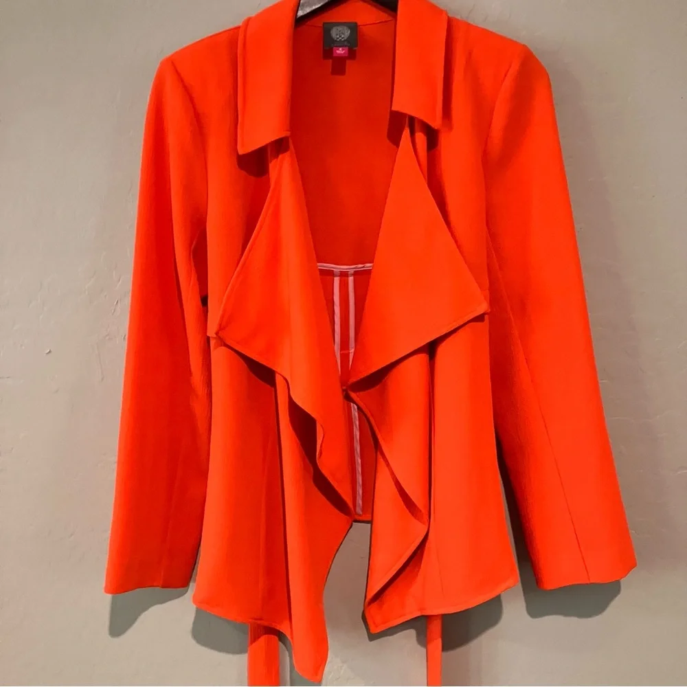 Vince Camuto Orange Tie Open Front Blazer Jacket Size 8 - Picture 6 of 11